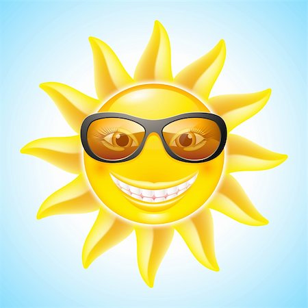 Cool Smiling  Sun with Sunglasses. Cartoon Character for design Stock Photo - Budget Royalty-Free & Subscription, Code: 400-06171070