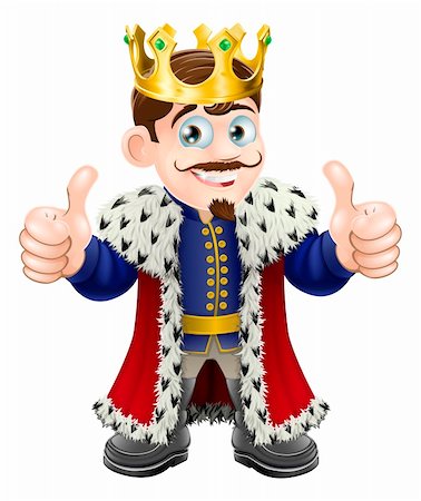 Cartoon illustration of a cute king with crown and cape giving a double thumbs up Stock Photo - Budget Royalty-Free & Subscription, Code: 400-06171142