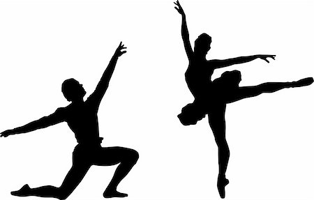Silhouettes of ballet dancers Foto de stock - Super Valor sin royalties y Suscripción, Código: 400-06171366