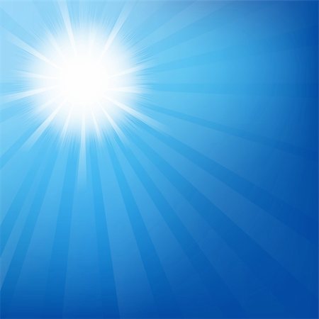 Sky With Sunburst, Isolated On Blue Background, Vector Illustration Photographie de stock - Aubaine LD & Abonnement, Code: 400-06171361