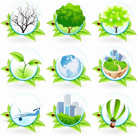 Green Icon Set isolated on white Stock Photo - Budget Royalty-Free & Subscription, Code: 400-06171880