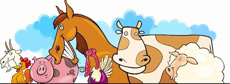 Cartoon illustration of Farm animals header design Stock Photo - Budget Royalty-Free & Subscription, Code: 400-06171974