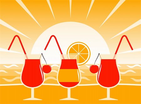 simsearch:400-05944023,k - vector cocktails on the beach in sunset, Adobe Illustrator 8 format Stock Photo - Budget Royalty-Free & Subscription, Code: 400-06172015