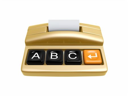 simsearch:400-05708287,k - golden typewriter with keypad isolated on white background Stock Photo - Budget Royalty-Free & Subscription, Code: 400-06172335