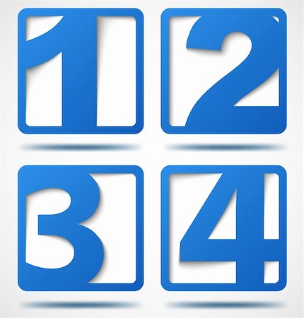 Blue 3d banners with numbers with shadows. Vector illustration Stock Photo - Budget Royalty-Free & Subscription, Code: 400-06172387