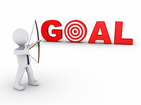 simsearch:400-05701131,k - 3d businessman as an archer is aiming at a red goal target Photographie de stock - Aubaine LD & Abonnement, Code: 400-06172435