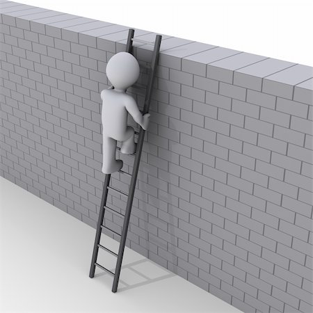 3d person climbing ladder over a brick wall Stock Photo - Budget Royalty-Free & Subscription, Code: 400-06172509