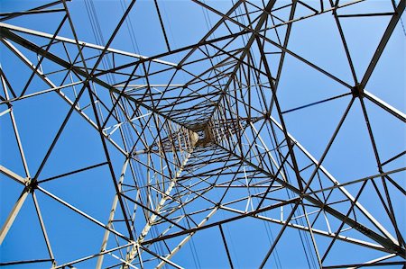 eyematrix (artist) - Pylon tower structure viewed from directly below against blue sky Stock Photo - Budget Royalty-Free & Subscription, Code: 400-06172712