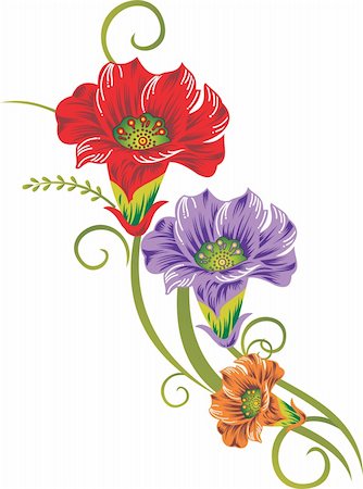 flowers drawings - Flower art Stock Photo - Budget Royalty-Free & Subscription, Code: 400-06172925