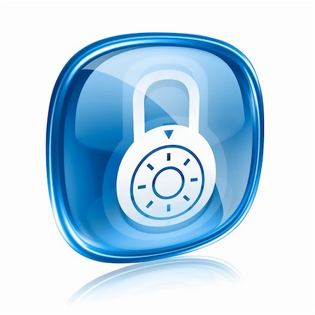 Lock off, icon blue glass, isolated on white background. Photographie de stock - Aubaine LD & Abonnement, Code: 400-06173022