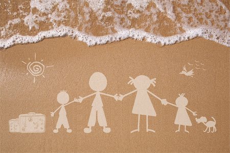 pictures of stick figure people - Stick figure family travels at the beach as concept Stock Photo - Budget Royalty-Free & Subscription, Code: 400-06173434