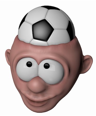 cartoon character with soccer ball in his head - 3d illustration Stock Photo - Budget Royalty-Free & Subscription, Code: 400-06180014