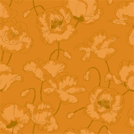 simsearch:400-06080543,k - Seamless floral pattern with poppy flowers in vintage style and gold colors Stock Photo - Budget Royalty-Free & Subscription, Code: 400-06199478