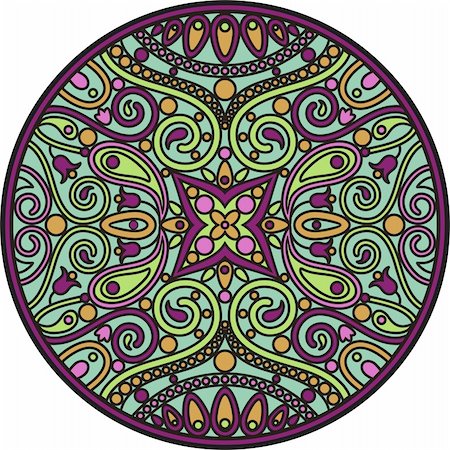 round flower designs - The vector illustration of oriental mandala Stock Photo - Budget Royalty-Free & Subscription, Code: 400-06199628