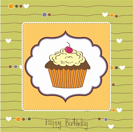 birthday card with cupcake Stock Photo - Budget Royalty-Free & Subscription, Code: 400-06199651