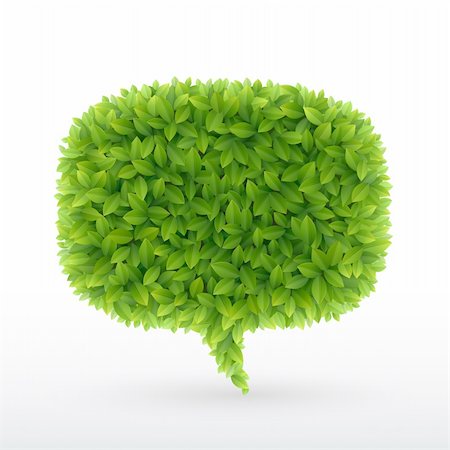Summer Bubble for speech, Green leaves. Vector illustration. Stock Photo - Budget Royalty-Free & Subscription, Code: 400-06199845
