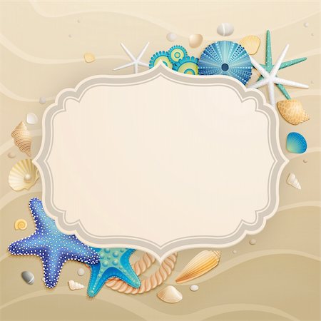 Vintage Holiday greeting card with shells and starfishes and place for text. Stock Photo - Budget Royalty-Free & Subscription, Code: 400-06199861