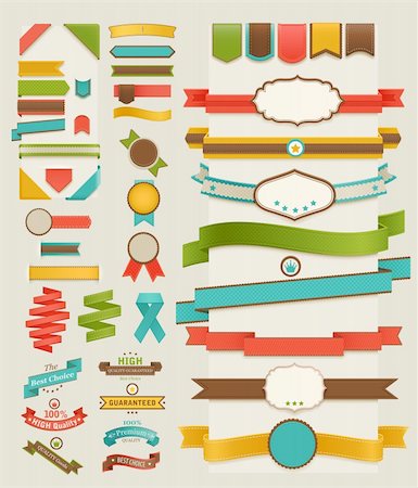 Set of retro ribbons and labels. Vector illustration. Stock Photo - Budget Royalty-Free & Subscription, Code: 400-06199879