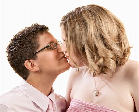 simsearch:400-06204561,k - Kissing female couple close up over white Stock Photo - Budget Royalty-Free & Subscription, Code: 400-06204561