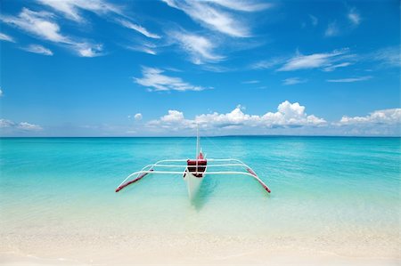 White boat on a tropical beach in Philippines Stock Photo - Budget Royalty-Free & Subscription, Code: 400-06205507