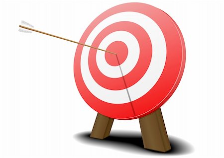 illustration of a red target with an arrow hitting the center Stock Photo - Budget Royalty-Free & Subscription, Code: 400-06200048