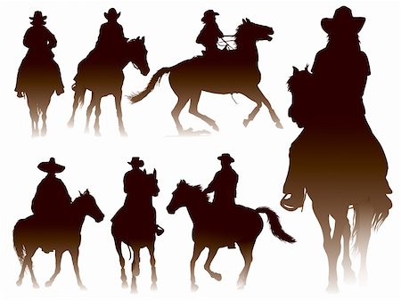 silhouette girl vector - Collection of horseback riding silhouettes Stock Photo - Budget Royalty-Free & Subscription, Code: 400-06200169