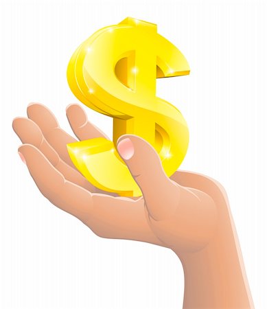 simsearch:400-05388219,k - Illustration of a gold dollar sign being held in a hand Stock Photo - Budget Royalty-Free & Subscription, Code: 400-06200366