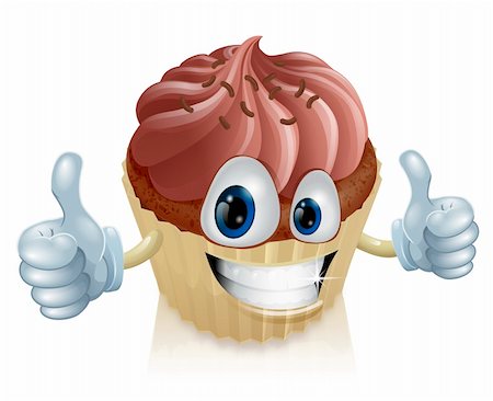 A happy chocolate cupcake mascot smiling with a double thumbs up Stock Photo - Budget Royalty-Free & Subscription, Code: 400-06200787