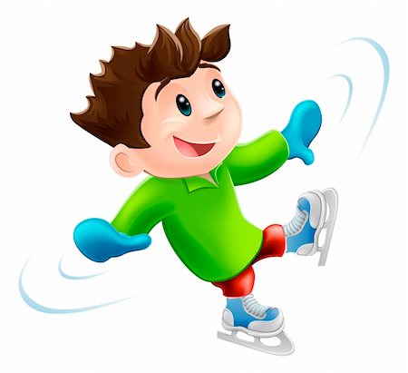 santa children - Cartoon of a young man or boy having a wobbly ice skate! Stock Photo - Budget Royalty-Free & Subscription, Code: 400-06200858