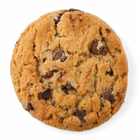 simsearch:614-06537664,k - Chocolate Chip Cookie isolated on White background. Stock Photo - Budget Royalty-Free & Subscription, Code: 400-06201929