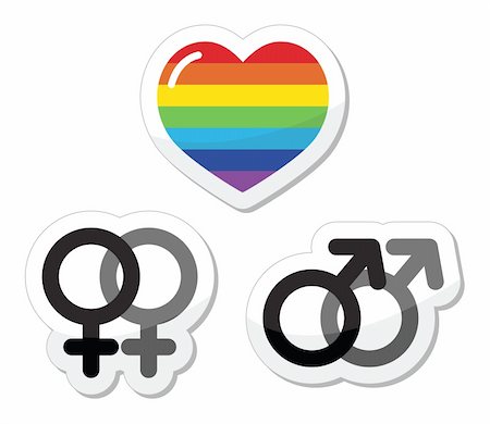 sexual equality - Rainbow heart, male and female symbols. Gay marriage, gay couples concept. Stock Photo - Budget Royalty-Free & Subscription, Code: 400-06201971