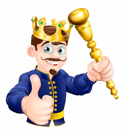 Illustration of a happy cartoon king holding a gold sceptre Stock Photo - Budget Royalty-Free & Subscription, Code: 400-06202840