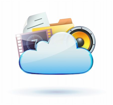 Vector illustration of cool cloud based media sharing concept icon Stock Photo - Budget Royalty-Free & Subscription, Code: 400-06325513