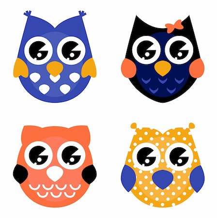 simsearch:400-07995476,k - Owls colorful set. Vector cartoon Stock Photo - Budget Royalty-Free & Subscription, Code: 400-06325670