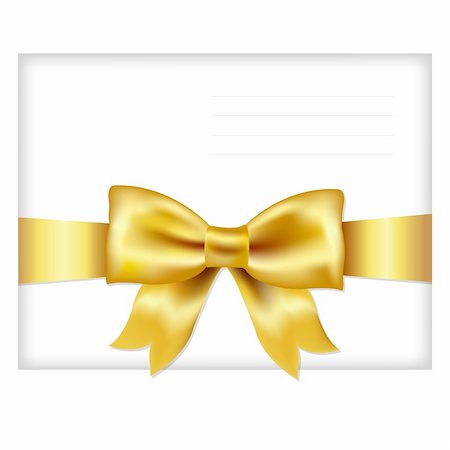 Envelope Face With Golden Bow, Isolated On White Background, Vector Illustration Stock Photo - Budget Royalty-Free & Subscription, Code: 400-06326791