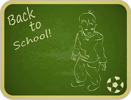soccer retro designs - Little Boy with Ball on Retro School Board Background - back to school - vector illustration Stock Photo - Budget Royalty-Free & Subscription, Code: 400-06326904
