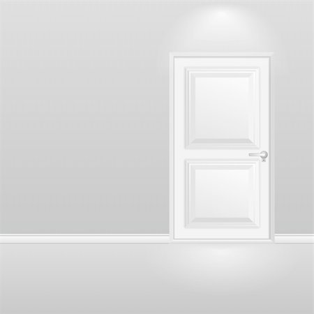 White door in gray wall, vector eps10 illustration Stock Photo - Budget Royalty-Free & Subscription, Code: 400-06327065