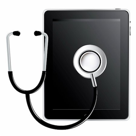 stethoscope icon - Tablet Computer With Stethoscope, Isolated On White Background, Vector Illustration Stock Photo - Budget Royalty-Free & Subscription, Code: 400-06327194