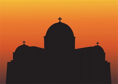 simsearch:400-04898640,k - A Big Greek Orthodox Church Silhouette at Sunset Stock Photo - Budget Royalty-Free & Subscription, Code: 400-06327291