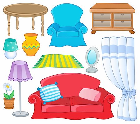 pillow illustration - Furniture theme collection 1 - vector illustration. Stock Photo - Budget Royalty-Free & Subscription, Code: 400-06327763