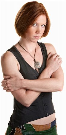simsearch:400-06363059,k - Lady in a bad mood over white background Stock Photo - Budget Royalty-Free & Subscription, Code: 400-06328788