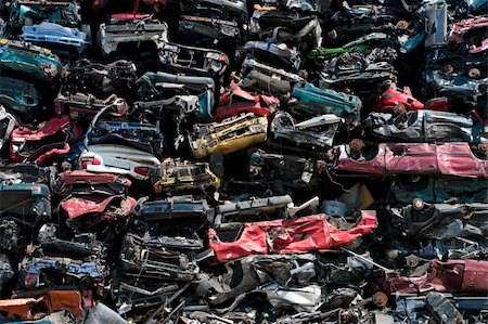 piled up compressed cars going to be shredded Stock Photo - Budget Royalty-Free & Subscription, Code: 400-06329480