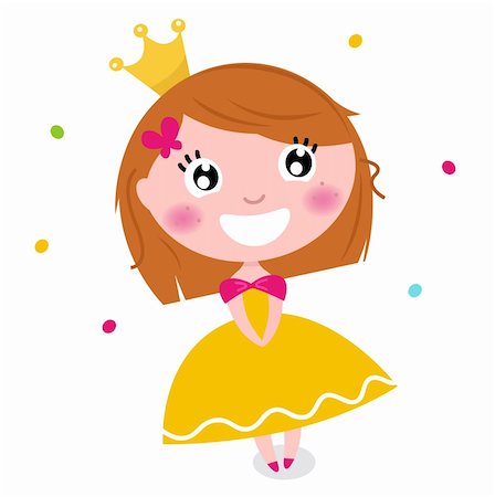 Little cute happy princess. Vector cartoon Illustration Stock Photo - Budget Royalty-Free & Subscription, Code: 400-06329575