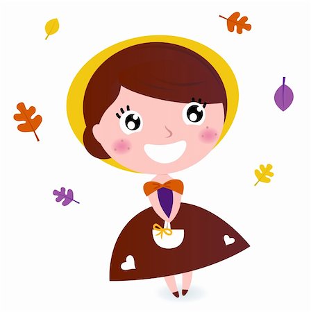 simsearch:400-04804131,k - Little cute autumn girl with basket. Vector cartoon Illustration Photographie de stock - Aubaine LD & Abonnement, Code: 400-06334014