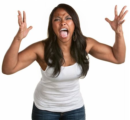 simsearch:400-06363059,k - Enraged young woman with hands up yelling Stock Photo - Budget Royalty-Free & Subscription, Code: 400-06332207
