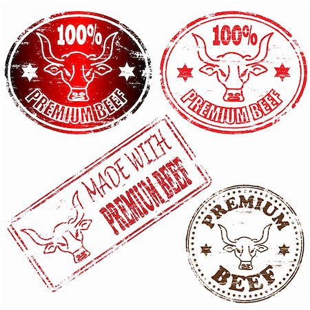 100 percent and made with premium beef rubber stamp illustrations Stock Photo - Budget Royalty-Free & Subscription, Code: 400-06355608