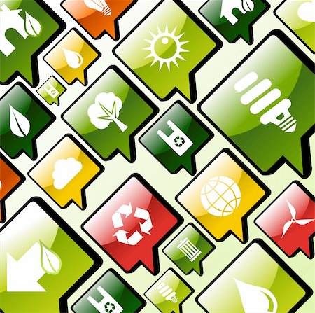 simsearch:400-05877514,k - Green environment care apps icons set background. Vector file layered for easy manipulation and custom coloring. Stock Photo - Budget Royalty-Free & Subscription, Code: 400-06355673