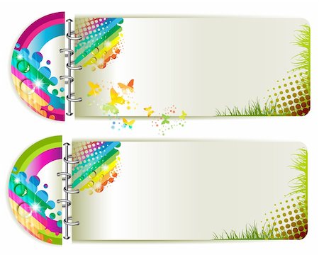 simsearch:400-06355883,k - Two banners, colorful background with butterflies Stock Photo - Budget Royalty-Free & Subscription, Code: 400-06355881