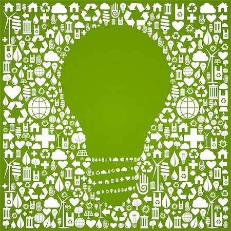 simsearch:400-05877514,k - Light bulb symbol over green icons set background. Vector file available. Stock Photo - Budget Royalty-Free & Subscription, Code: 400-06355910