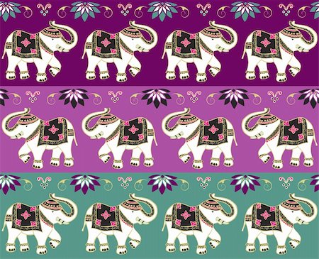 decorated asian elephants - Typical indian elephant decoration banner background set. Vector file available. Stock Photo - Budget Royalty-Free & Subscription, Code: 400-06355935